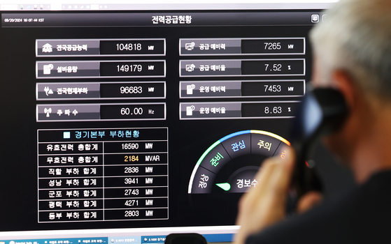 A monitor at an office of the state-run Korea Electric Power Corporation in Suwon, south of Seoul. [YONHAP]