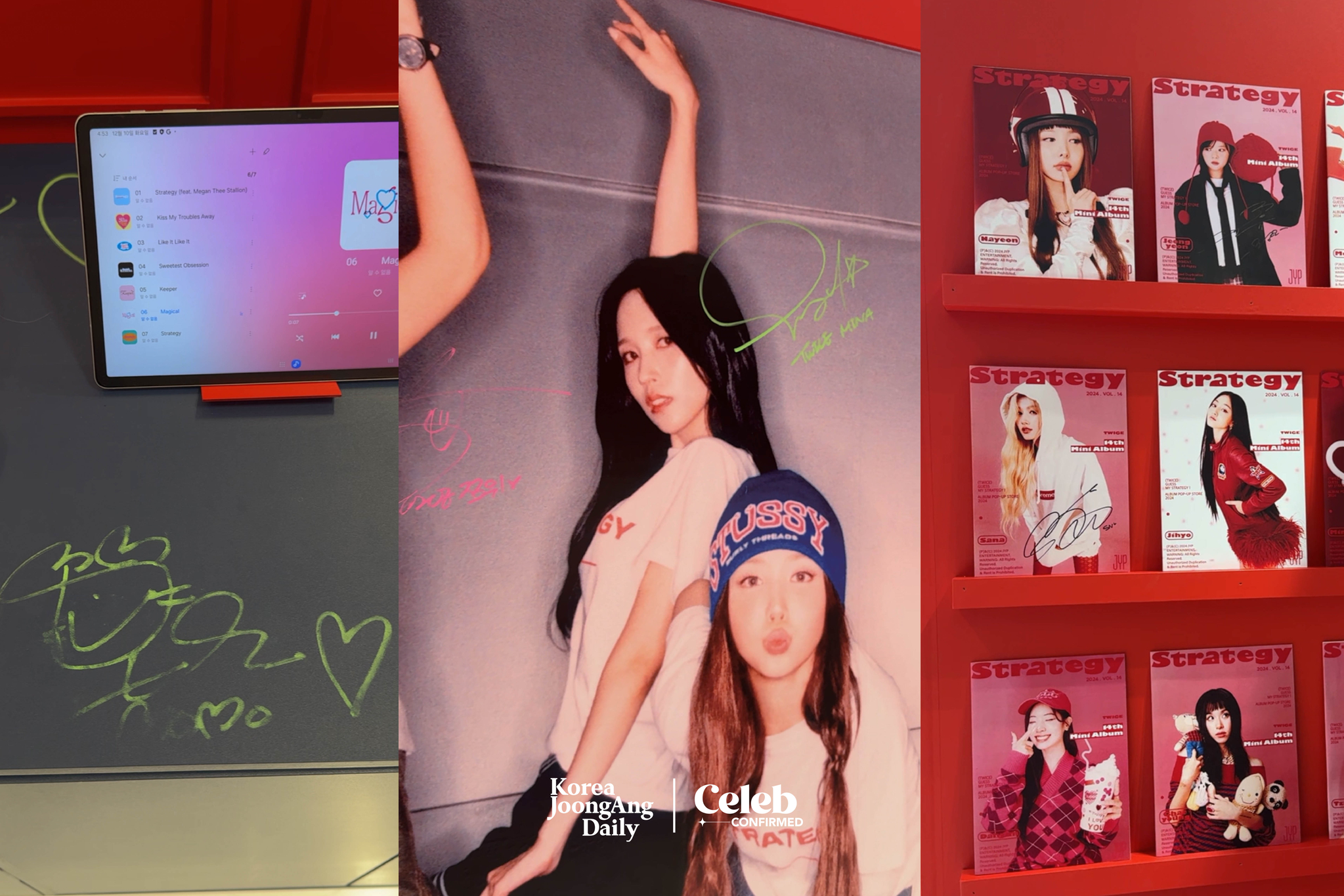 Messages and autographs left by the Twice members at the "TWICE STRATEGY POP-UP STORE."[DANIELA GONZALEZ PEREZ]