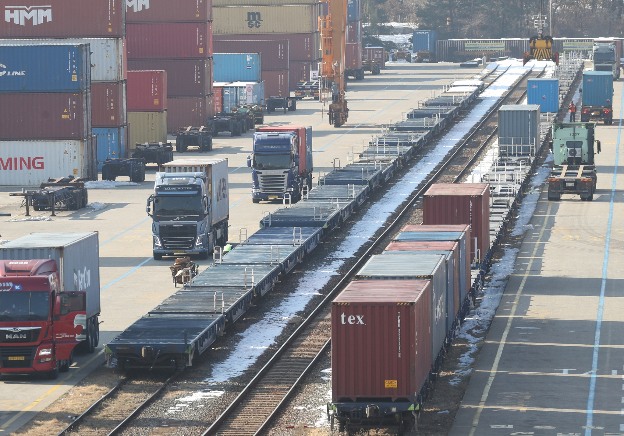 Containers are stacked in Gyeonggi on Dec.5. [NEWS1]