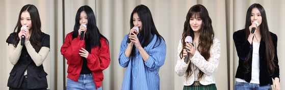Members of girl group NewJeans during a press conference held on Nov. 28 in southern Seoul [JOINT PRESS CORPS]
