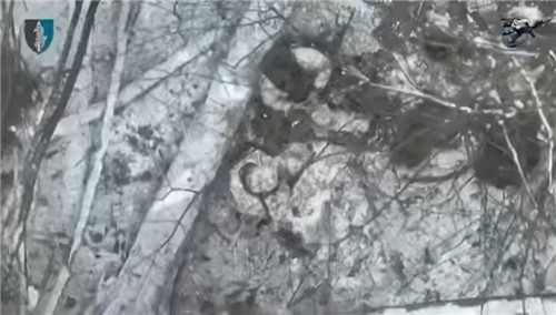 A screenshot image of a video released by the Ukrainian Special Operation Forces, seemingly depicting North Korean soldiers being attacked by drones in the Kursk region in Russia. [SCREEN CAPTURE]