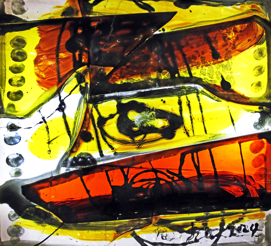 Choi’s stained glass artwork titled ″Meditation″ [PARK SANG-MOON]