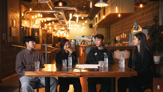 From left: Lee Geum-min, Cho So-hyun, Paik Seung-ho and Chae Yu-ri speak in a video shared on Birmingham City's official YouTube channel on Dec 17. [BIRMINGHAM CITY]  