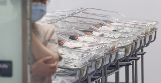 A nurse tends to newborn babies at a hospital in Incheon on Dec. 26. [NEWS1] 