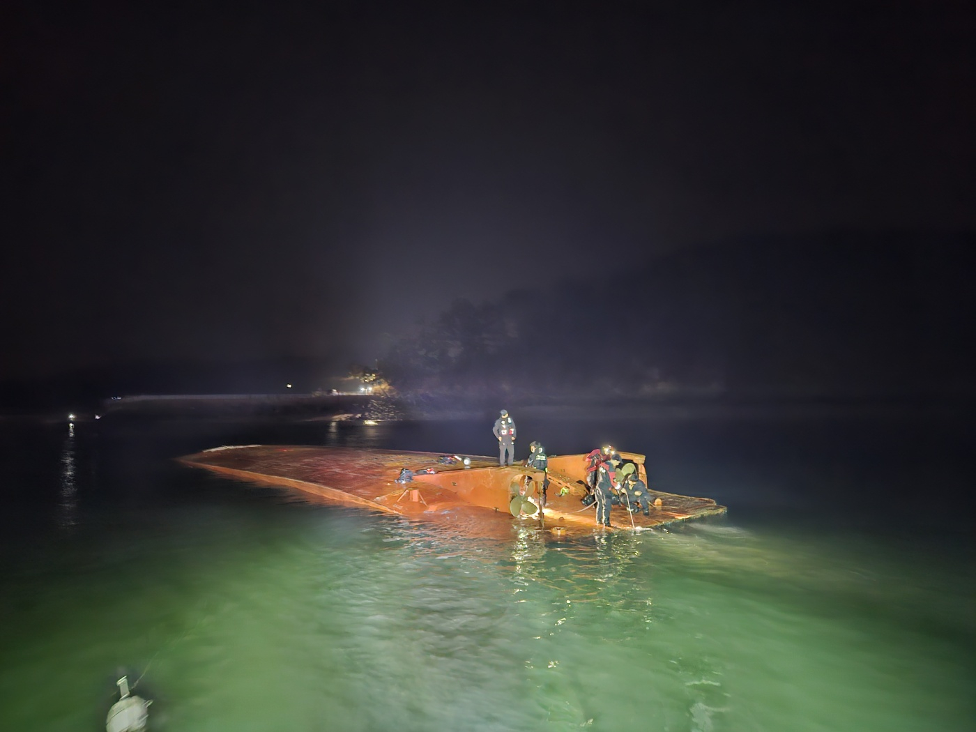 Search and rescue efforts underway after a car ferry capsized off the southwestern coast on Dec. 30. [TAEAN COAST GUARD]