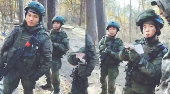 In this screenshot of a video released by Ukrainian media, North Korean soldiers deployed to Russia are seen on the battlefield in the Kursk Oblast in southwestern Russia on Dec. 5. [SCREEN CAPTURE]