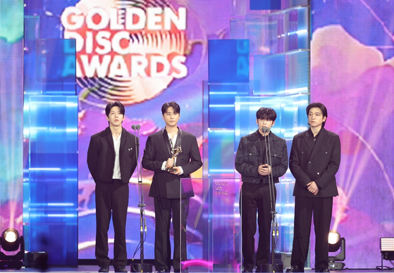 Band DAY6 speaks after winning the Best Band award at the 39th Golden Disc Awards on Jan. 4. [GOLDEN DISC AWARDS ORGANIZING COMMITTEE]