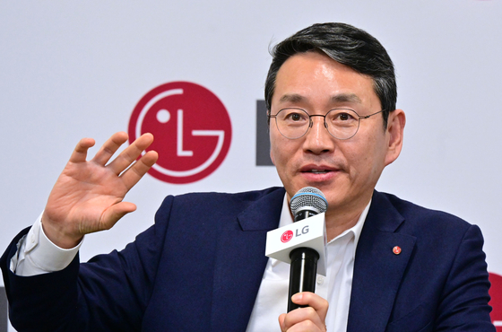 LG Electronics CEO William Cho speaks during the press conference on Wednesday held sideline to CES 2025 in Las Vegas. 