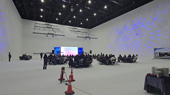 Nam Hwa-min, vice president of SM Life Design, gives a welcoming speech at the opening ceremony on Dec. 11, 2024, at the newly-opened studio in Paju, Gyeonggi. [SM LIFE DESIGN]