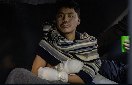 A North Korean soldier captured by the Ukrainian military in the Kursk region of Russia is seen in this video released on Saturday. [YONHAP] 