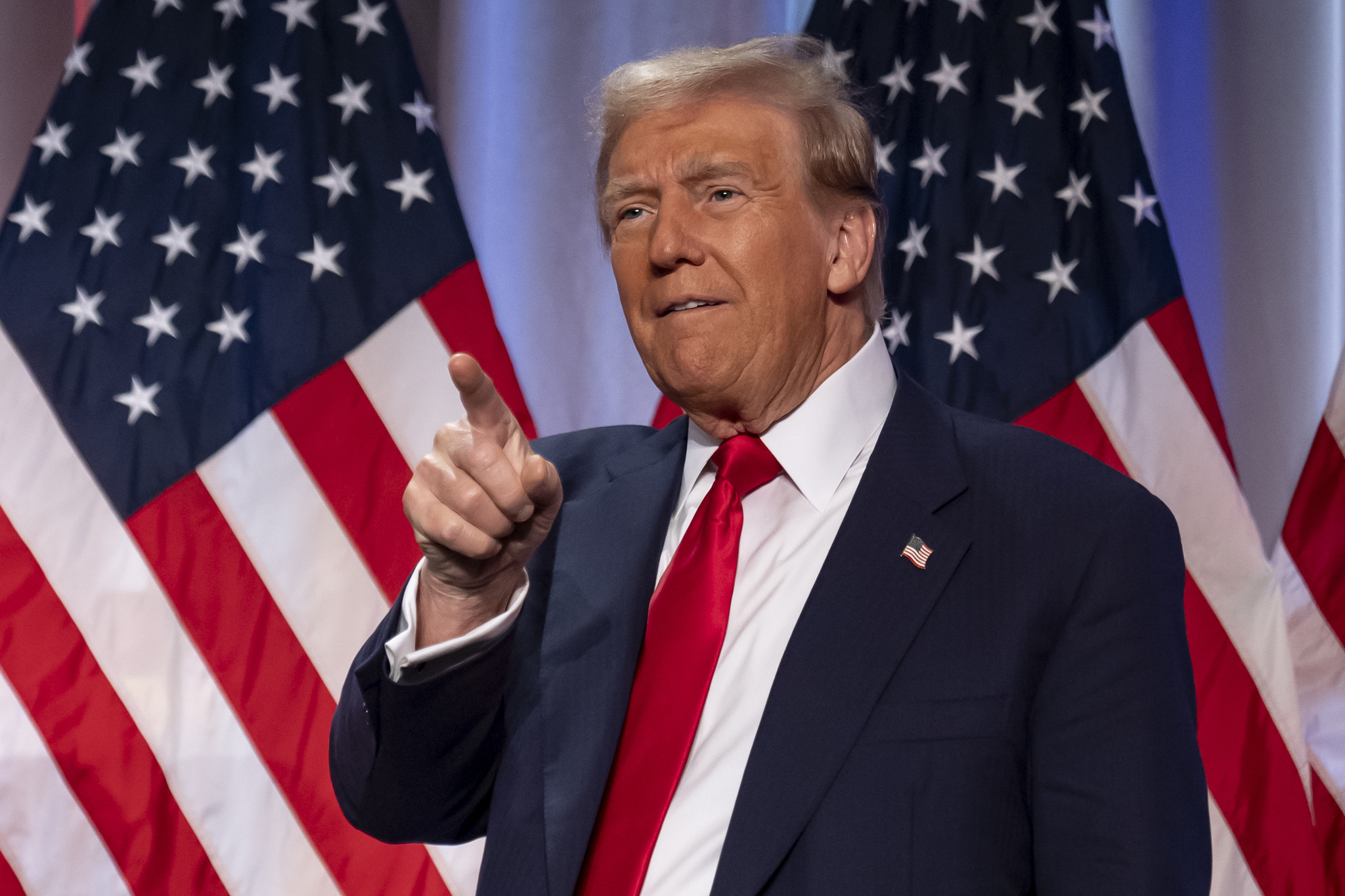 President-elect Donald Trump speaks at a meeting of the House GOP conference, Nov. 13, 2024, in Washington, D.C. [AP/YONHAP]