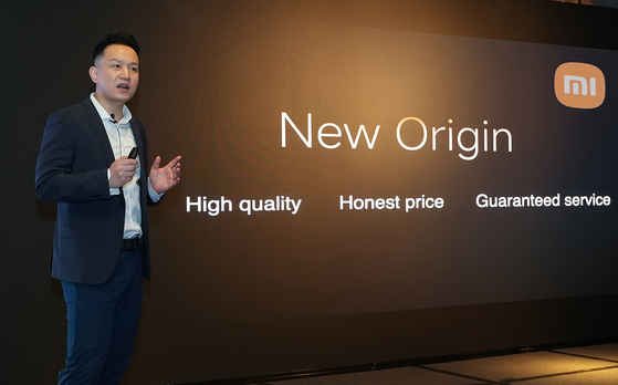 Jony Wu, general manager of Xiaomi Korea, speaks to Korean press in a hotel in Seoul on Jan. 15. [XIAOMI KOREA]