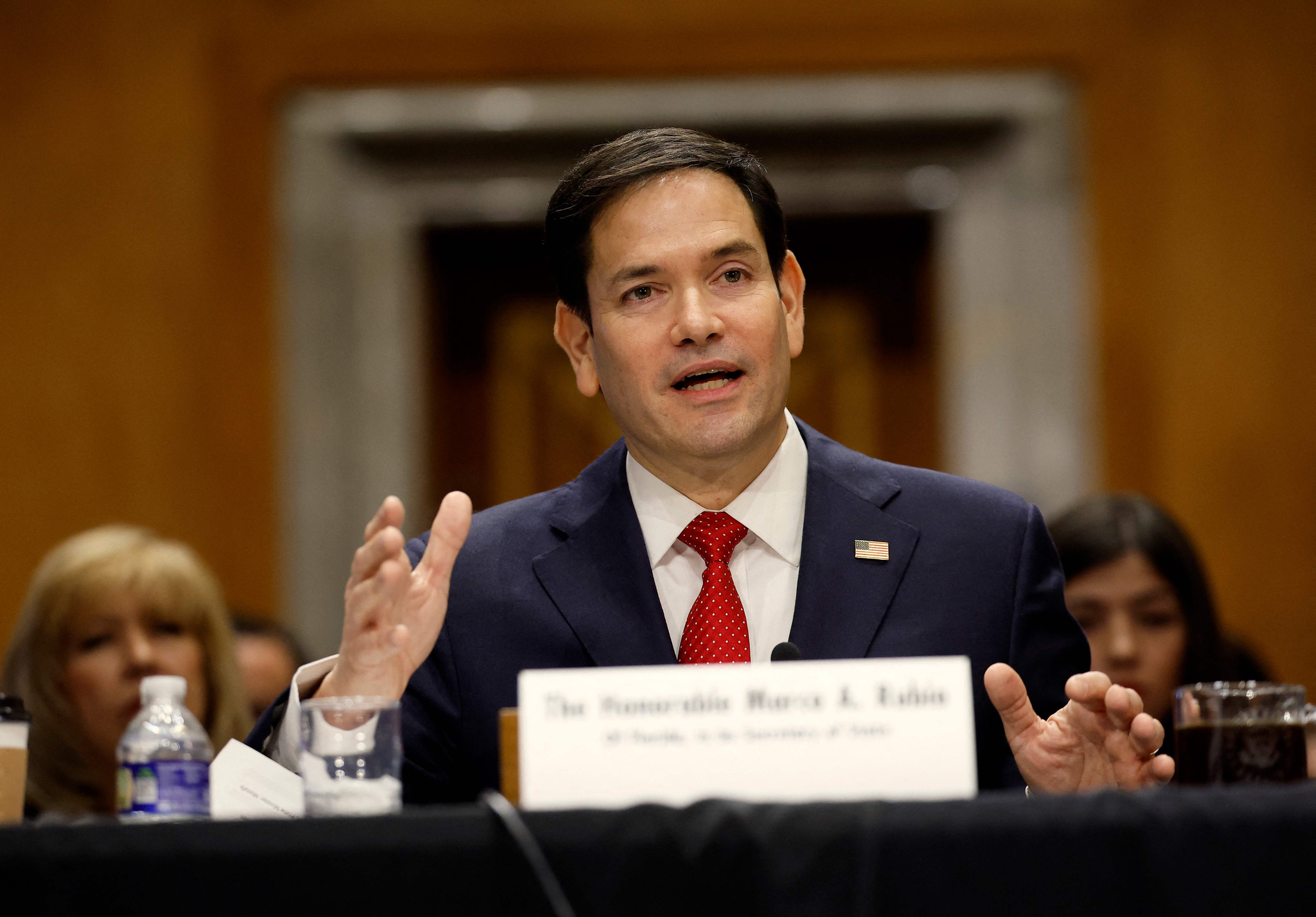 U.S. President-elect Donald Trump's nominee for Secretary of State, Sen. Marco Rubio testifies during his Senate Foreign Relations confirmation hearing at Dirksen Senate Office Building on Jan. 15 in Washington, D.C. [AFP/YONHAP]