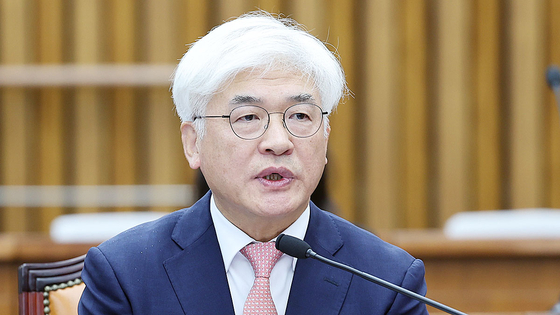 Ma Eun-hyeok, nominee for Constitutional Court justice, speaks to lawmakers during a parliamentary hearing at the National Assembly in Yeouido, western Seoul, on Dec. 23, 2024. [NEWS1] 
