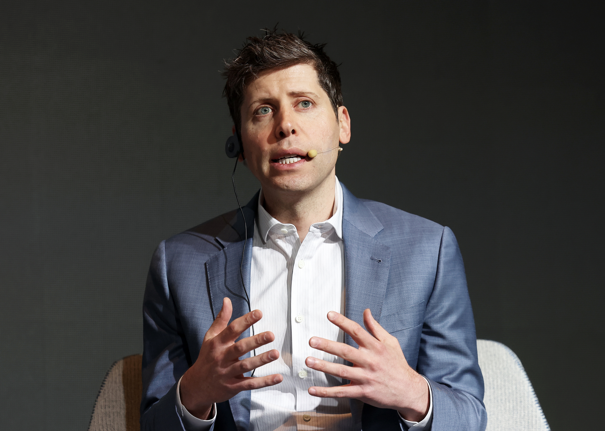 OpenAI CEO Sam Altman speaks during a session at Kakao's press event to outline its AI strategy held at The Plaza Hotel in central Seoul on Feb. 4. [NEWS1]