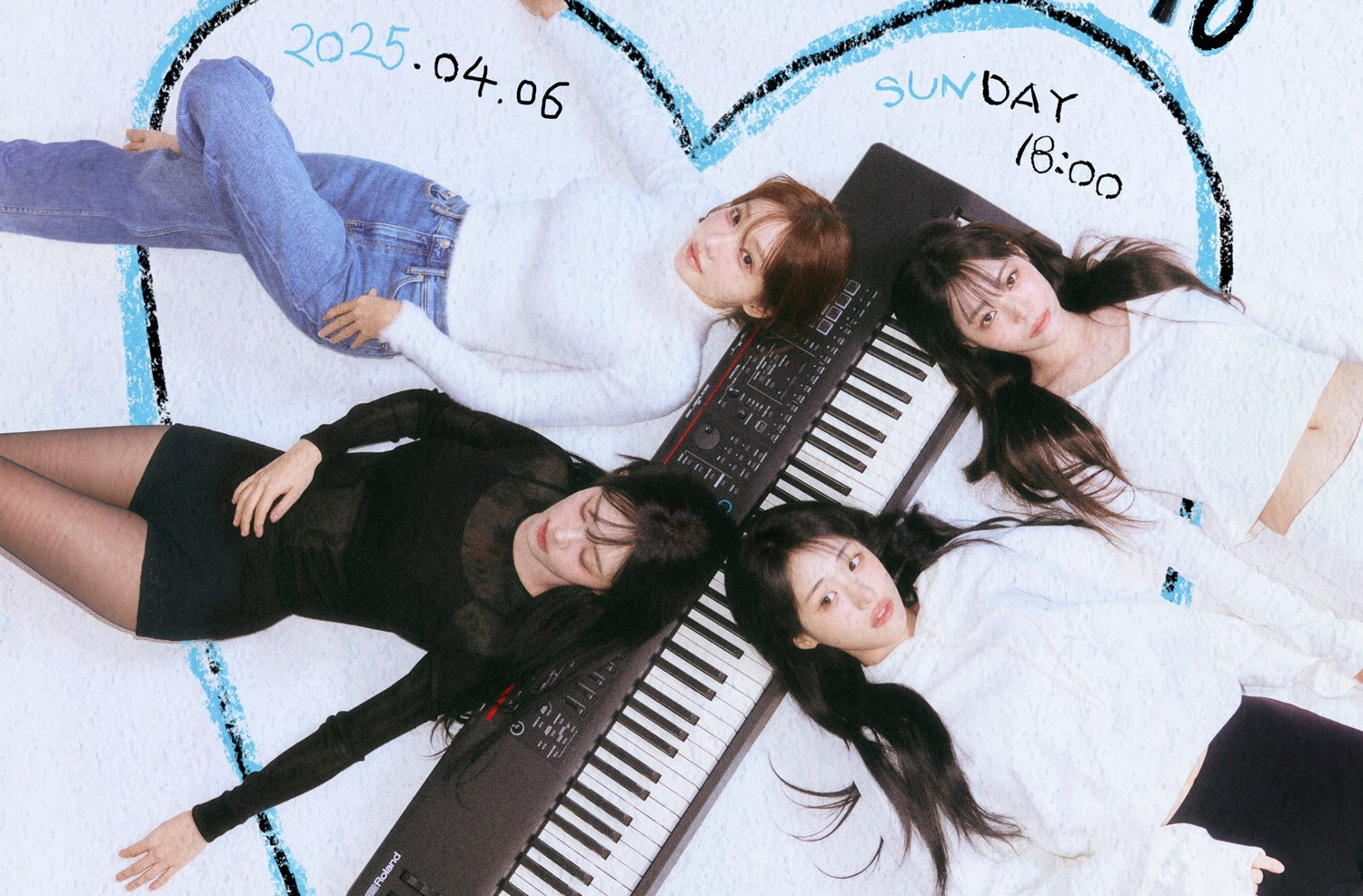 Rock band QWER in an official poster for “1, 2, QWER!” [TAMAGO PRODUCTION]