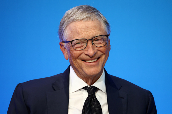 Bill Gates smiles during a summit on climate and growth at the Bercy Finance Ministry in Paris on Dec. 5, 2023. [REUTERS/YONHAP]