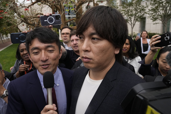 Ippei Mizuhara, former interpreter for the Los Angeles Dodgers baseball star Shohei Ohtani, leaves federal court in Santa Ana, California on June 4, 2024, after pleading guilty to bank and tax fraud in a sports betting case. [AP/YONHAP]