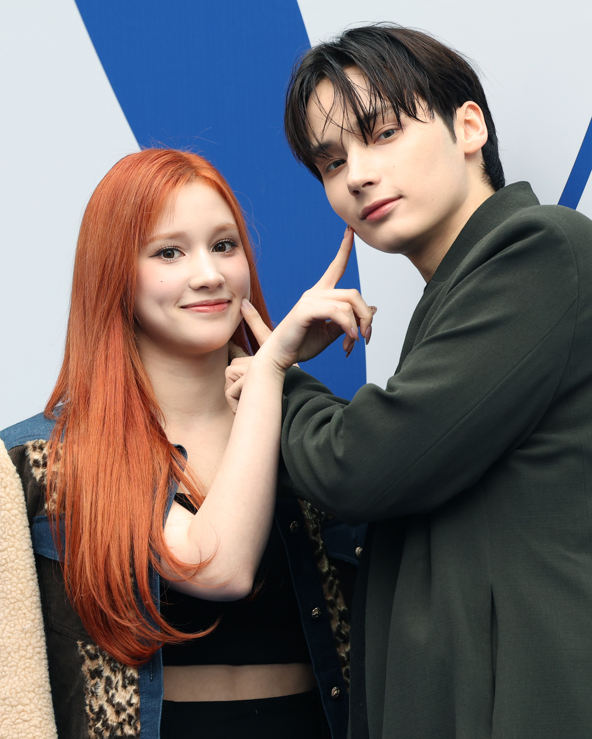 Kep1er's Huening Bahiyyih, left, and Tomorrow X Together's Huening Kai attend Seoul Fashion Week 2025 Fall/Winter at Dongdaemun Design Plaza in Jung District, central Seoul, on Feb. 6. [NEWS1]