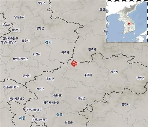 The epicenter of a quake that hit Korea's central city of Chungju on Feb. 7 is seen in a screen capture of the website of the Korea Meteorological Administration. [SCREEN CAPTURE]