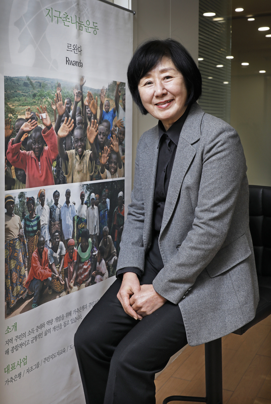 Kim Hye-kyung, chairperson of non-governmental organization Global Civic Sharing, poses for a photograph at her office in central Seoul on Feb. 3. [PARK SANG-MOON]