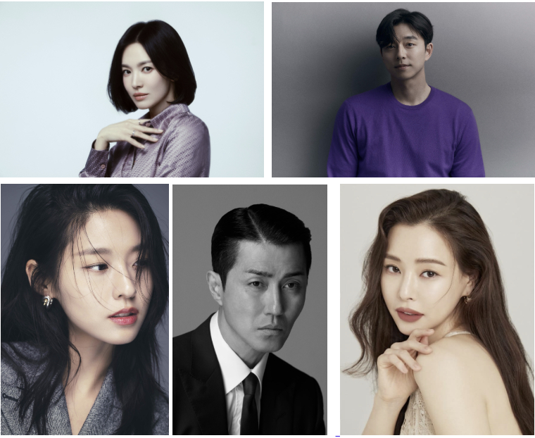 Clockwise from top left: actors Song Hye-kyo, Gong Yoo, Lee Ha-nee, Cha Seung-won and Kim Seol-hyun. [UNITED ARTISTS AGENCY, MANAGEMENT SOOP, YG ENTERTAINMENT, IEUMHASHTAG, COSMOPOLITAN] 