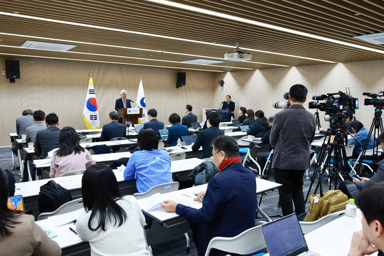 Overseas Koreans Agency (OKA) Commissioner Lee Sang-deok speaks during a press conference at the OKA headquarters in Songdo, Incheon on Feb. 11, 2025. [OVERSEAS KOREANS AGENCY]