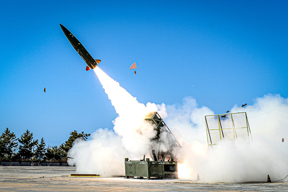 Photo of the newly deployed Korean Tactical Surface to Surface Missile [YONHAP] 