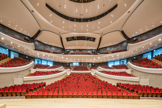 The interior of the Busan Concert Hall, shown here designed in a vineyard style [CLASSIC BUSAN]
