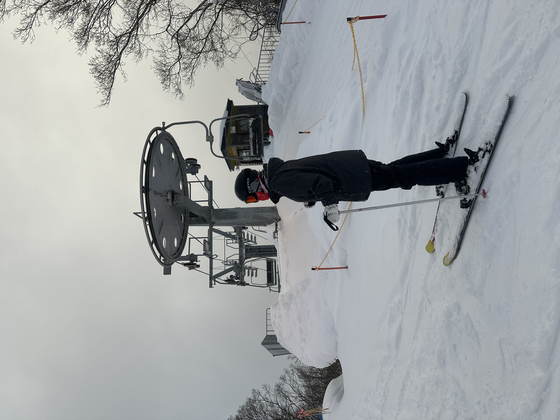 Monica disembarks from the chairlift. [RAMONA PARK]