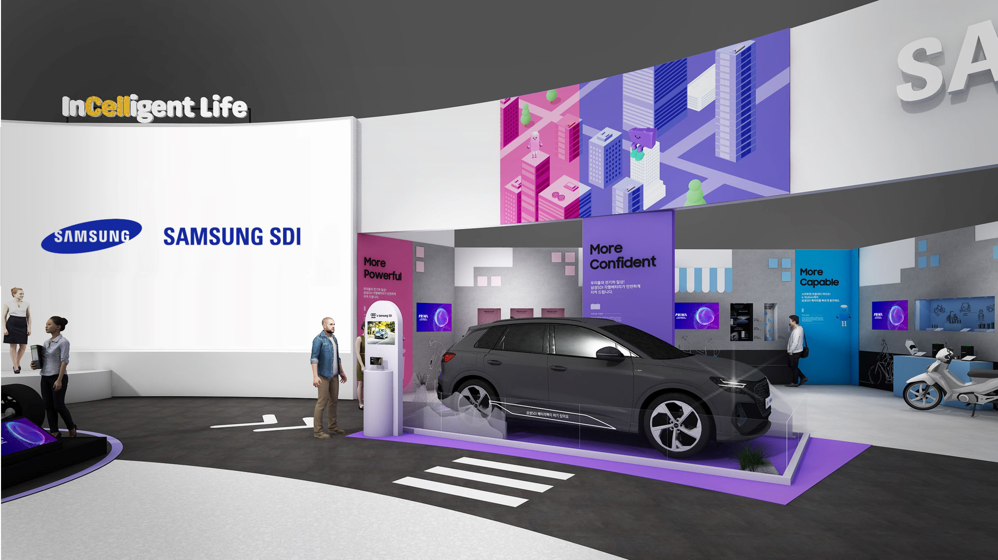 A render of Samsung SDI's exhibition booth at InterBattery 2025, which will be held from March 5 to 7 at Coex in southern Seoul [SAMSUNG SDI]