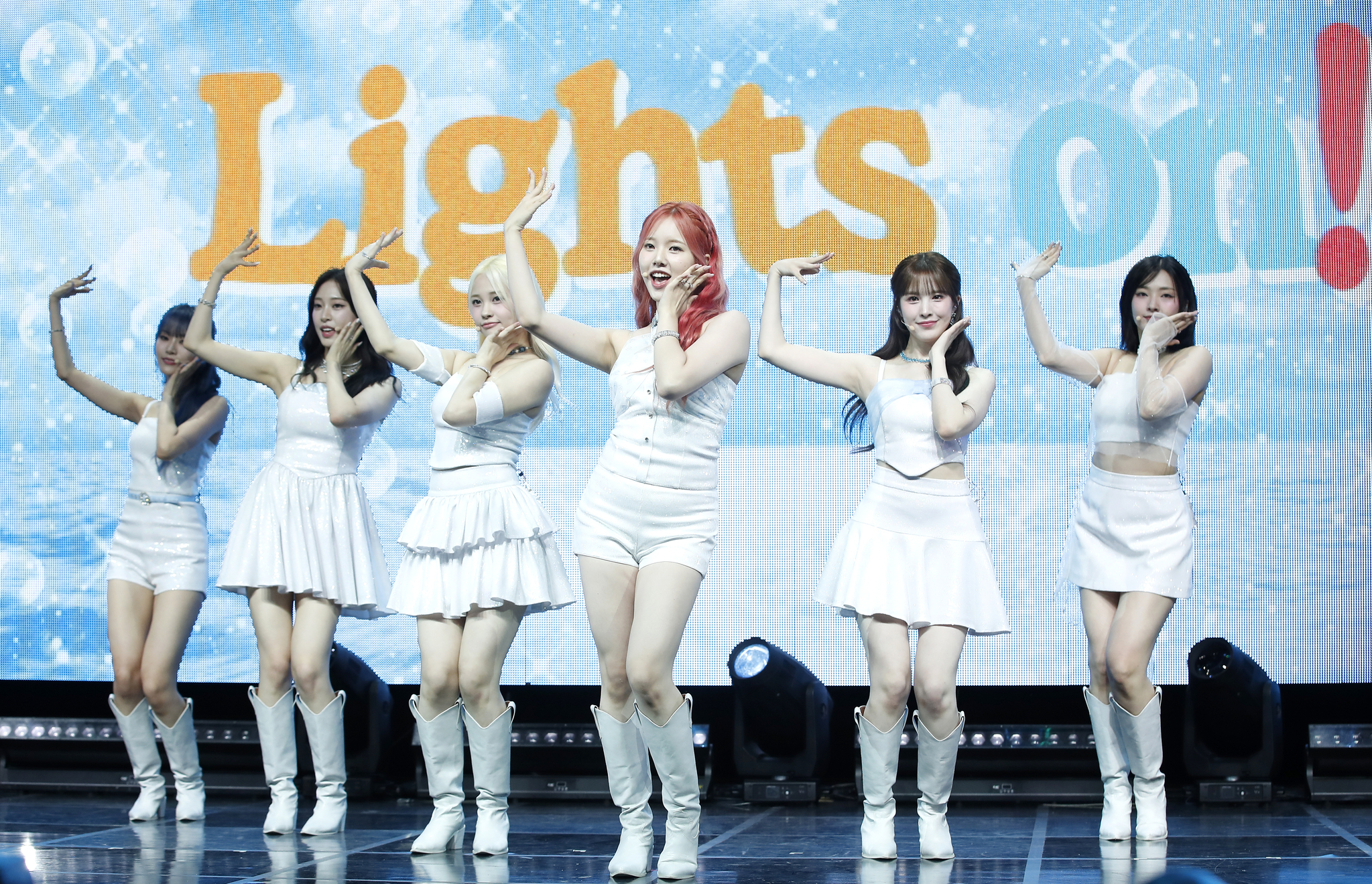 Girl group Weeekly performs ″Lights On″ at a media showcase held on July 9, 2024. [NEWS1]