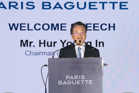SPC Group Chairman Hur Young-in speaks during the opening ceremony of the company's Johor bakery plant in Johor, Malaysia, on Feb. 25. [SPC GROUP]