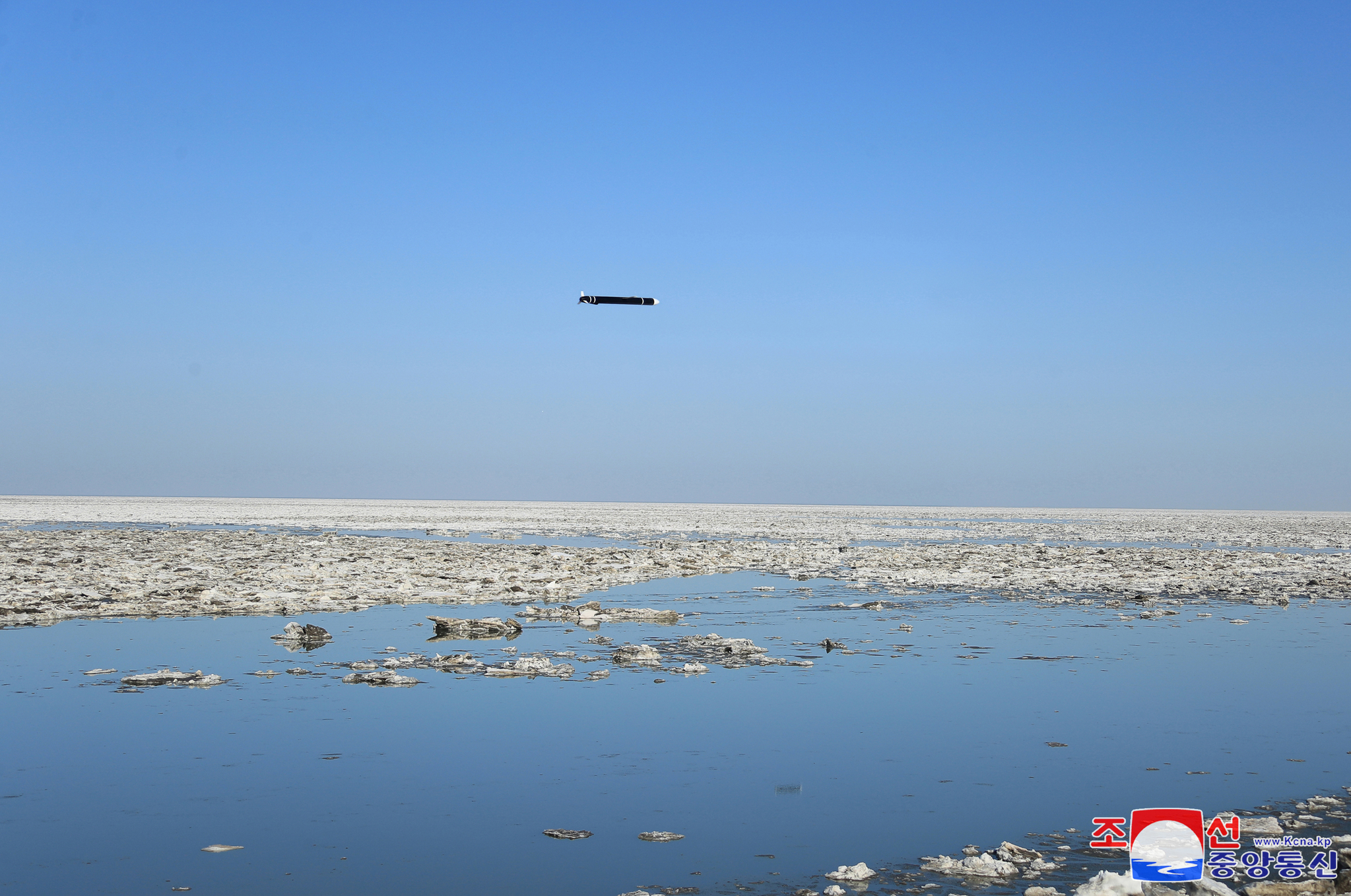 North Korea's firing of a strategic cruise missile in a launching drill overseen by its leader Kim Jong-un on Feb. 26. [KOREAN CENTRAL NEWS AGENCY]