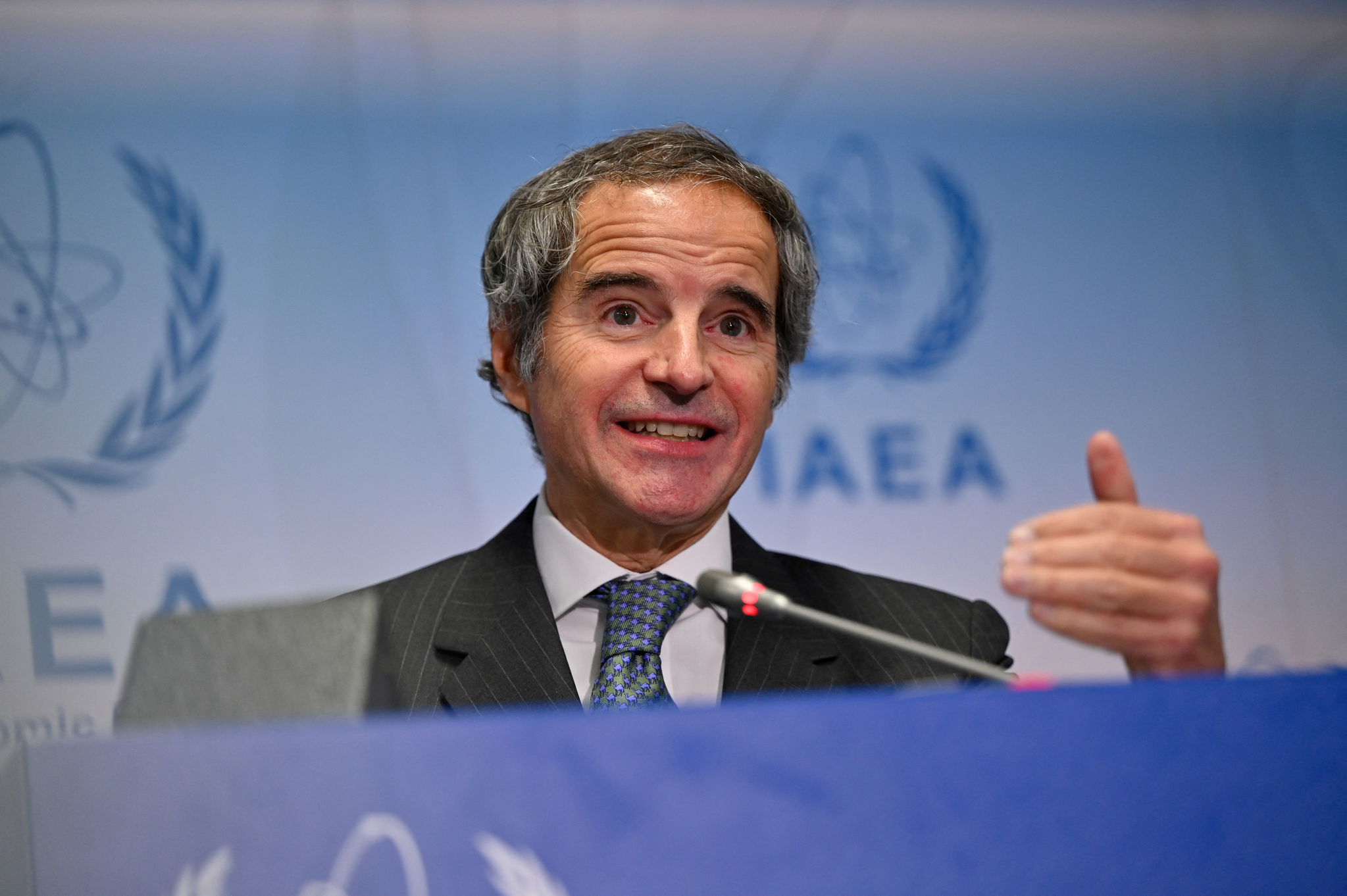 IAEA Director General Rafael Grossi speaks during a press conference on the opening day of his agency's quarterly Board of Governors meeting in Vienna, Austria, March 3. [REUTERS/YONHAP]