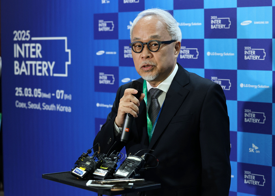 Samsung SDI CEO Choi Joo-sun speaks at InterBattery 2025 at Coex in southern Seoul on March 5. [NEWS1]