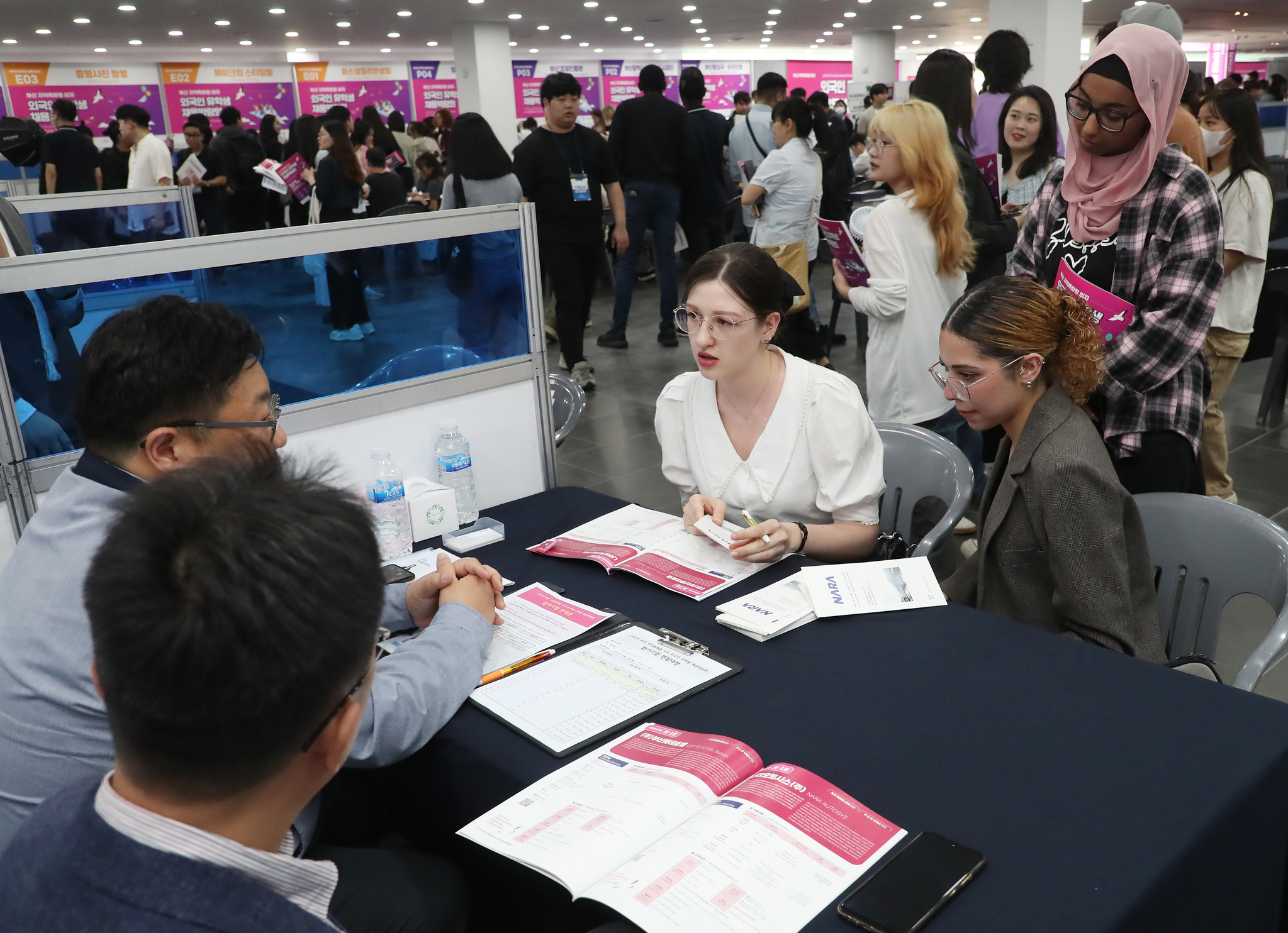 Foreign students interview for employment opportunities at an event hosted for international students on F-2-R visas in Busan on May 23, 2024. [NEWS1] 