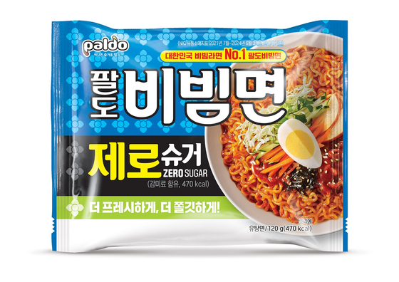 Paldo's new sugar-free bibimmyeon, or noodles mixed with a sweet and spicy gochujang-based sauce, is sweetened with allulose instead of sugar. [PALDO]