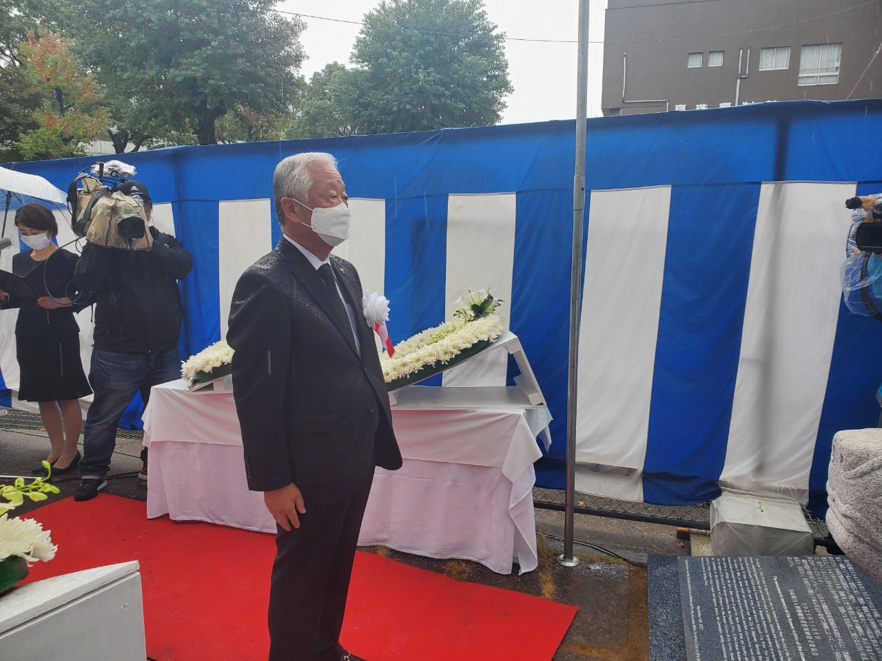 Kang Chang-il, Korean ambassador to Japan, attends a ceremony honoring Korean victims of the U.S. atomic bombing of Nagasaki, Japan on Nov. 6, 2021. [YONHAP]