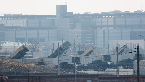 Patriot Advanced Capability-3 surface-to-air guided interceptors are deployed at U.S. Camp Humphreys in Pyeongtaek, Gyeonggi, on March 10. North Korea fired multiple ballistic missiles toward the Yellow Sea, South Korea's military said, as Seoul and Washington launched their annual military drills, marking the North's first known ballistic missile test since U.S. President Donald Trump's return to the White House. [NEWS1]