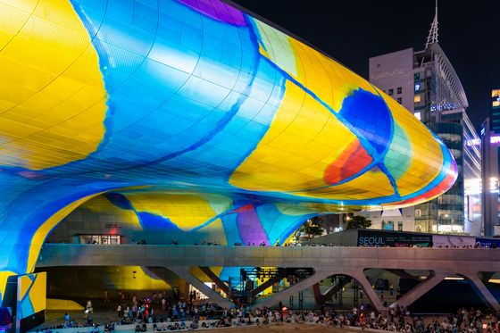 The Seoul Light DDP show, titled ″Poetry of Time,″ at the Dongdaemun Design Plaza in central Seoul in August 2024 [SEOUL DESIGN FOUNDATION]