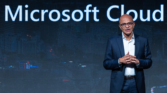 Microsoft CEO Satya Nadella during the Microsoft Ignite Spotlight on Korea event held in southern Seoul in 2022 [YONHAP]