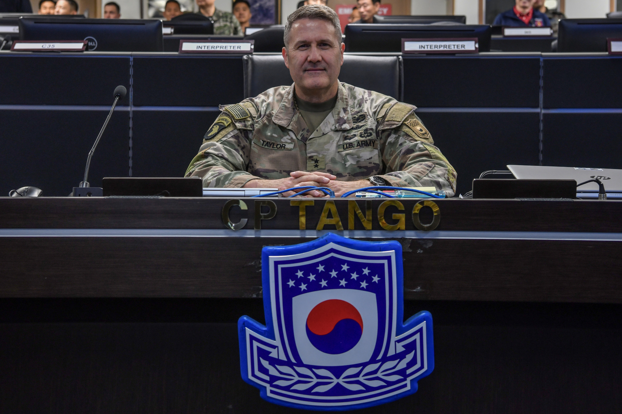 Maj. Gen. William D. ″Hank″ Taylor, director of operations for United Nations Command, Combined Forces Command and U.S. Forces Korea, takes part in Freedom Shield 25 on March 14 at CP TANGO. [UNITED NATIONS COMMAND]
