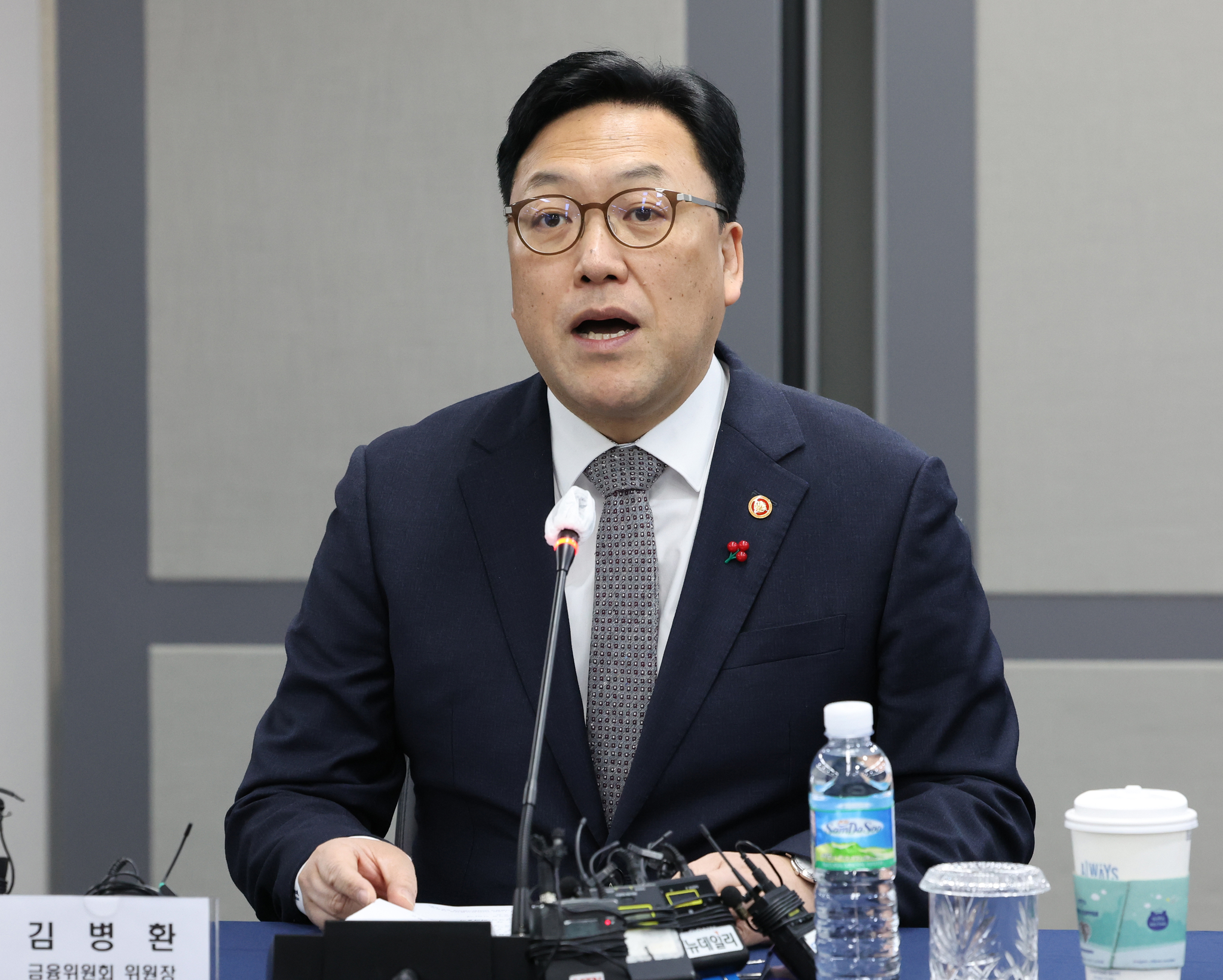 Chairman of the Financial Services Commission Kim Byoung-Hwan speaks at a meeting in central Seoul on Dec. 17, 2024. [NEWS1] 