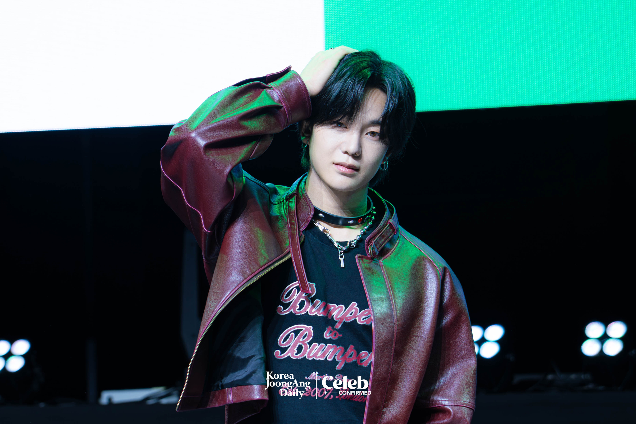 TNX's Hyunsoo poses for photos during a showcase held on March 26 at Yes24 Wanderloch Hall in western Seoul for the release of its fourth EP “For Real?” [DANIELA GONZALEZ PEREZ]
