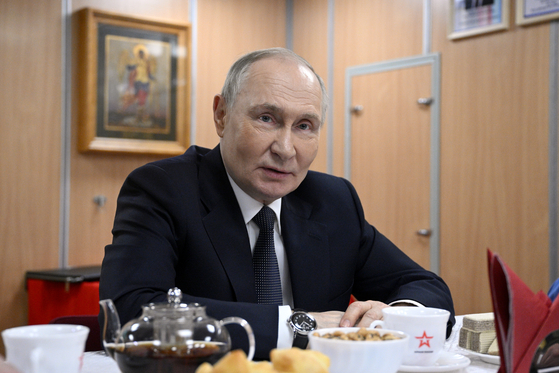 Russia's President Vladimir Putin visits the Murmansk Region in Russia on March 27. [TASS/YONHAP]