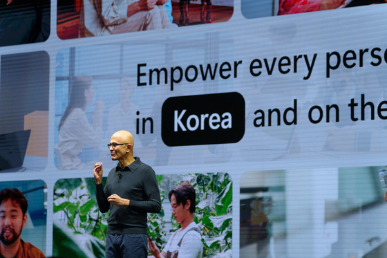 Microsoft CEO Satya Nadella during the Microsoft AI Tour event in southern Seoul on March 26 [CHO YONG-JUN]