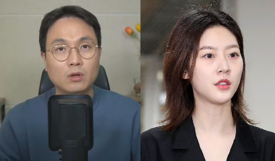 YouTuber Lee Jin-ho, left, and late actor Kim Sae-ron [SCREEN CAPTURE, NEWS1]
