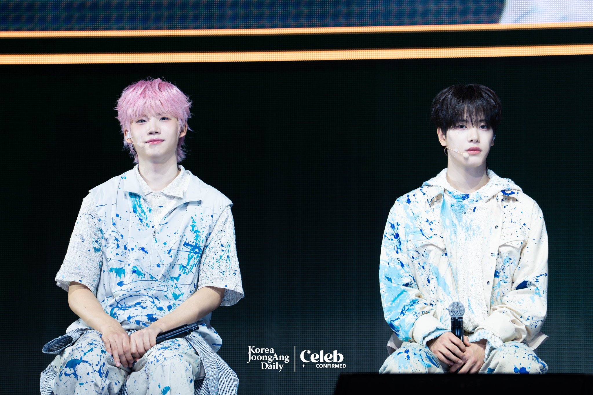 Boy band Close Your Eyes answers reporters’ questions during a showcase held at the Yes24 Live Hall in eastern Seoul on April 2 for the release of the first EP “Eternalt.” [DANIELA GONZALEZ PEREZ]
