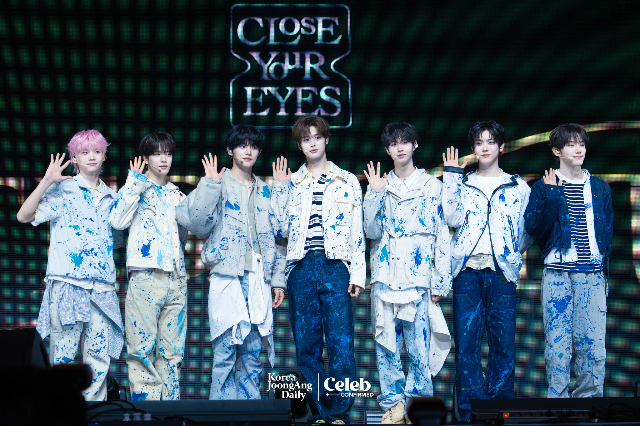 Boy band Close Your Eyes poses for photos during a showcase held at the Yes24 Live Hall in eastern Seoul on April 2 for the release of the first EP “Eternalt.” [DANIELA GONZALEZ PEREZ]